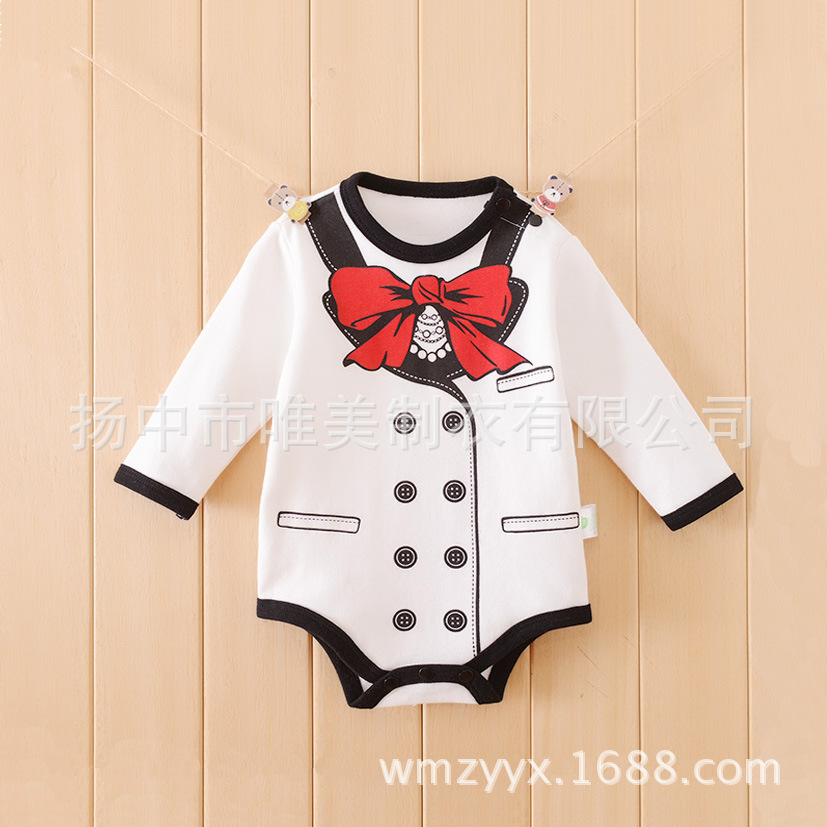 純棉寶寶春秋裝新生兒服爬服三角哈衣