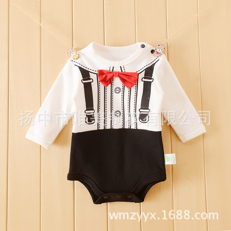 純棉寶寶春秋裝新生兒服爬服三角哈衣